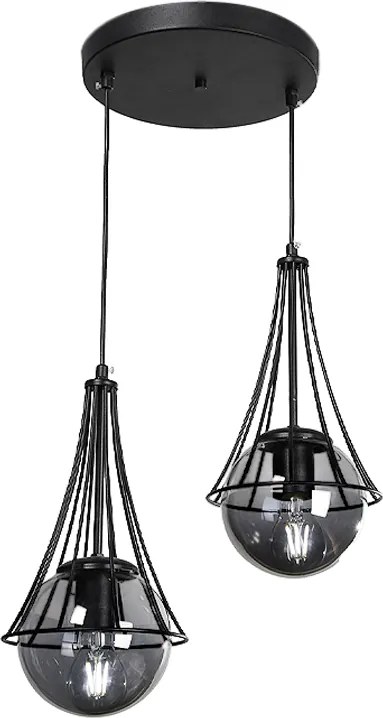 Chavi E27 метален двойно таванен светлинен източник в черен цвят 40x40x80см.