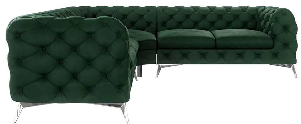 Тъмнозелен кадифен ъглов диван Chelsea – Ropez