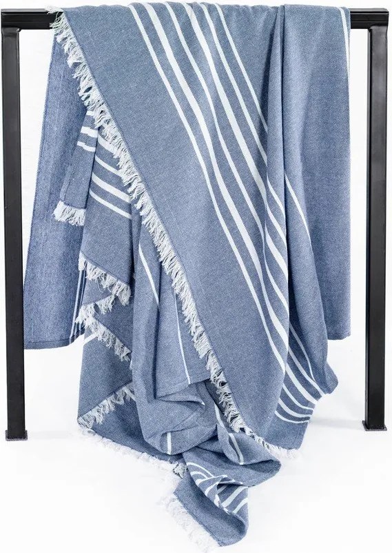 Синьо памучно одеяло 150x200 cm Solene – Tiseco Home Studio