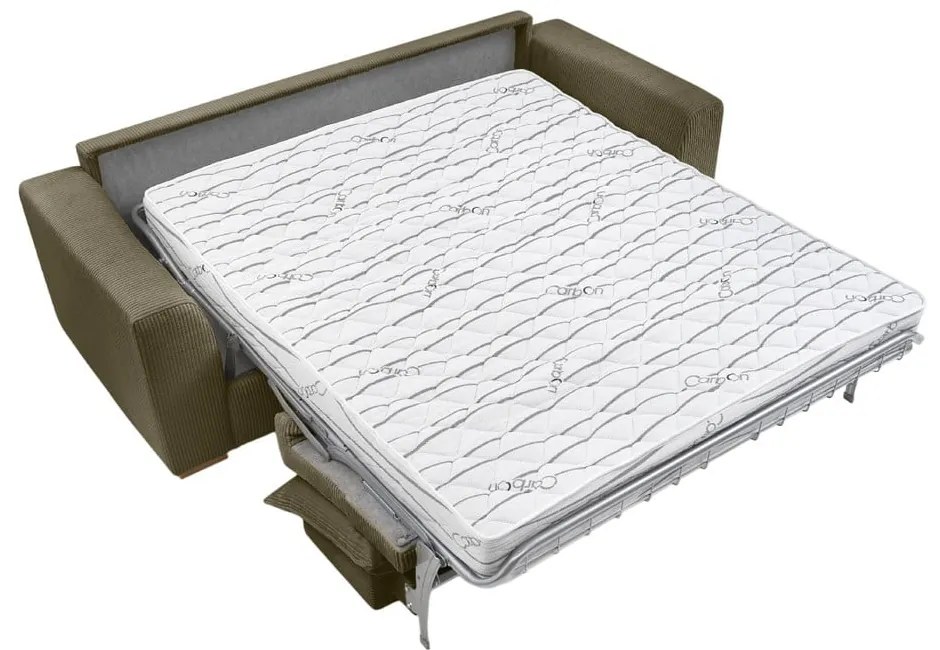 Зелено-кафяв разтегателен диван от рипсено кадифе 225 cm Augustin – Bobochic Paris