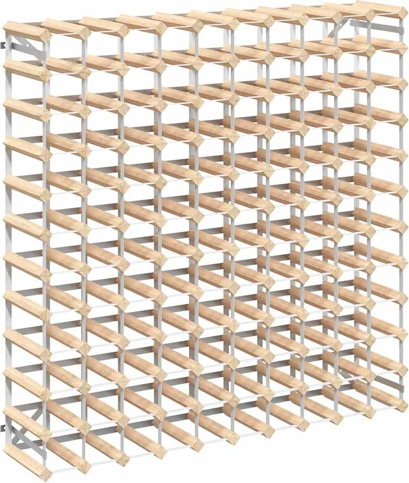 282472 vidaXL Стойка за вино за 120 бутилки, масивна борова дървесина