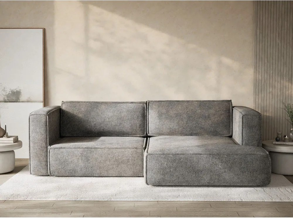 Сив шенилов сгъваем/с място за съхранение ъглов диван (десен ъгъл) Velto – Maison de Rêve