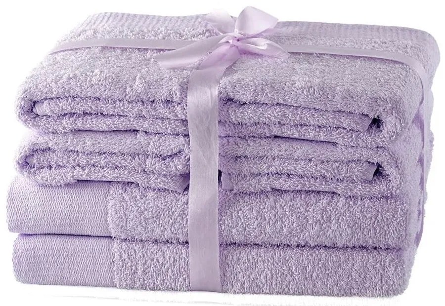 Памучни хавлии и кърпи за баня в комплект от 6 бр. от тери лавандула Amari – AmeliaHome