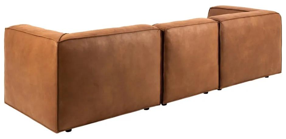 Ъглов диван от рециклирана кожа в цвят коняк, ляв ъгъл, 282 см Fairfield - Bonami Selection
