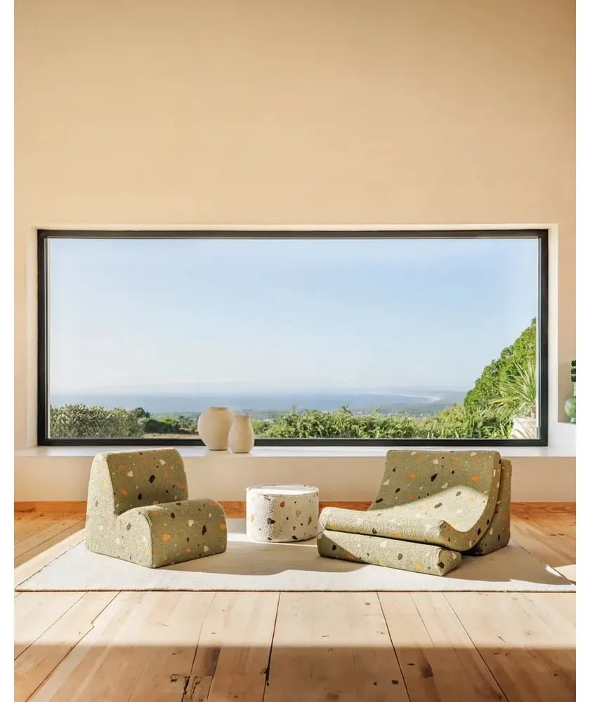 Бял детски пуф от букле и шенил Terrazzo – Wigiwama