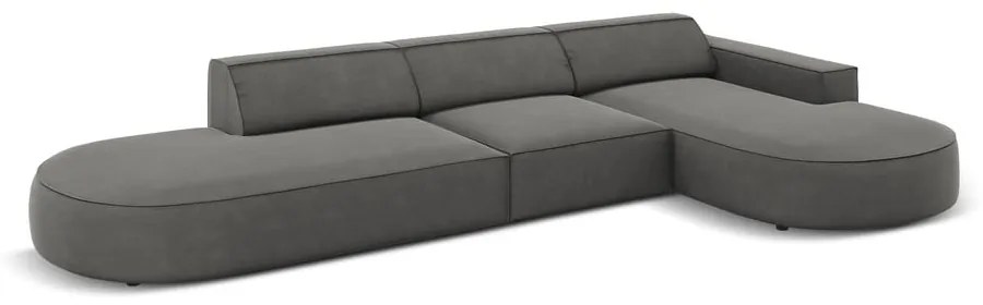 Ъглов диван от сиво кадифе (десен ъгъл) Jodie - Micadoni Home