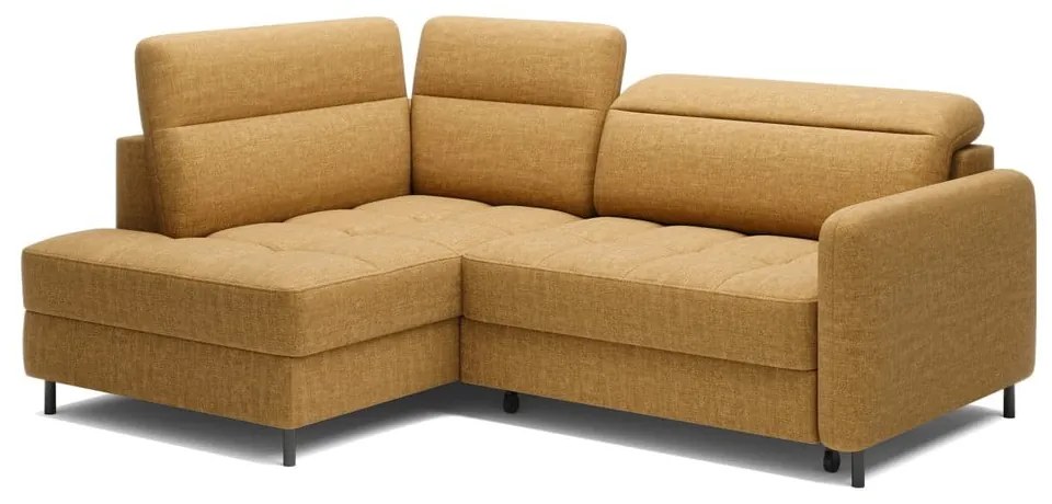 Жълт кадифен разтегателен ъглов диван с място за съхранение (ляв ъгъл L форма) Barea – ELTAP