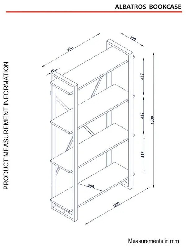 Библиотека с рафтове в орехов декор Albatros - Furny Home