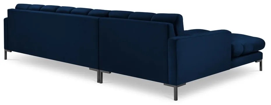 Тъмносин ъглов диван от кадифе , ляв ъгъл Bali - Cosmopolitan Design