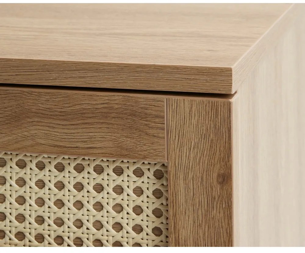 Нисък скрин от декор от дъб в естествен цвят 80x75 cm Pensacola – Unique Furniture