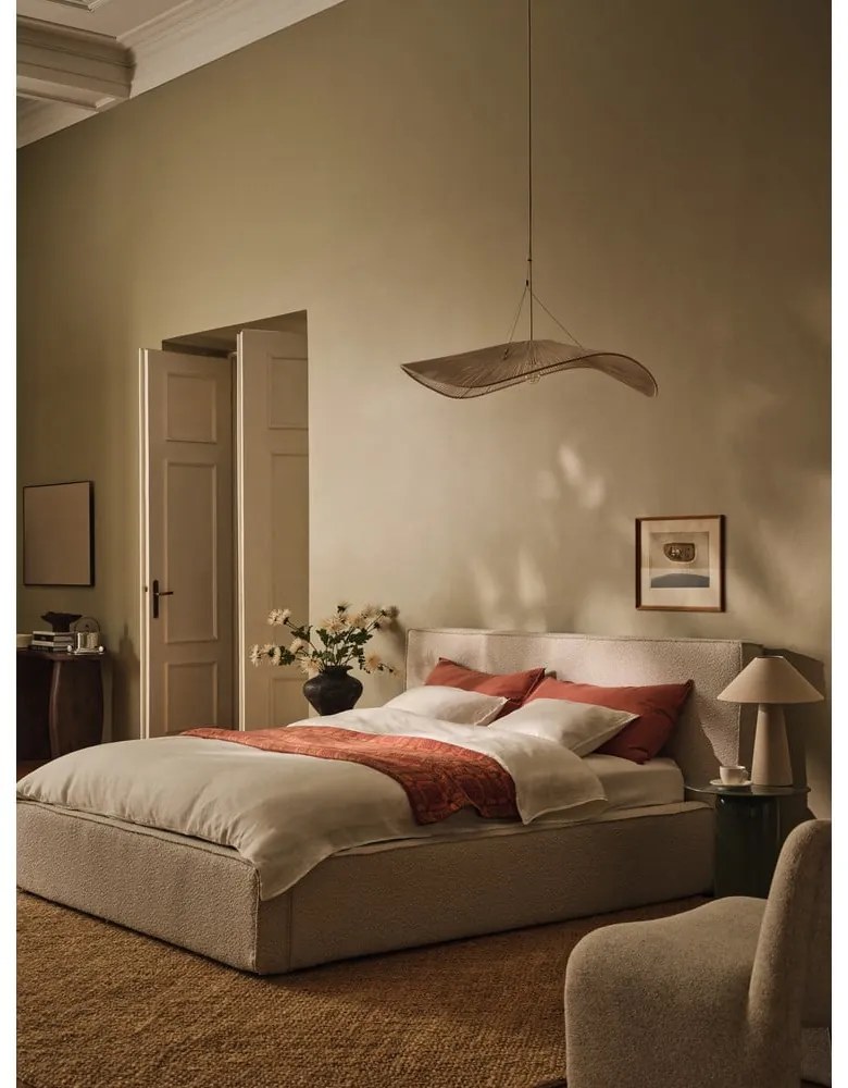 Кремава тапицирана табла за легло 249x100 cm Olivia – Micadoni