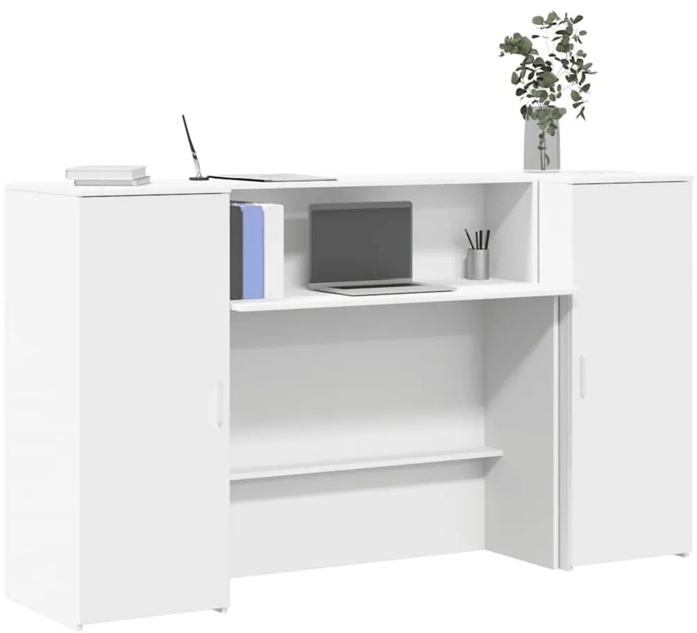 3324205 vidaXL Рецепционно бюро, бяло, 180x50x103,5 см, инженерно дърво