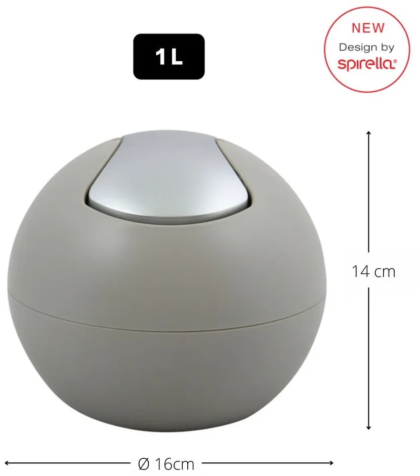 Кафяво-сиво пластмасово кошче за боклук 1 l Bowl Matt – Spirella