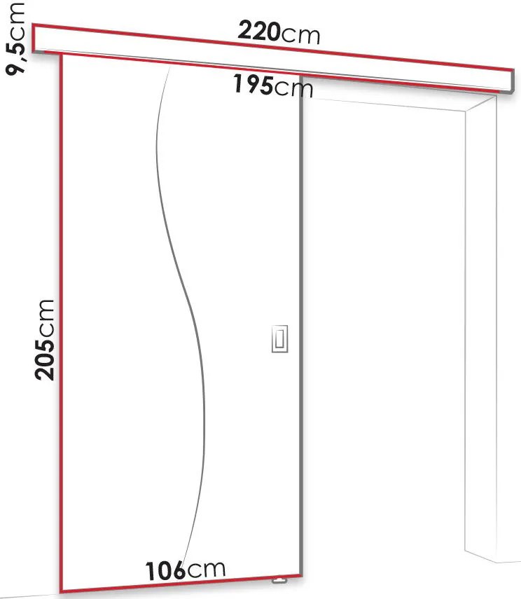 Плъзгаща се врата Fala -Fusiko-Length: 106 cm