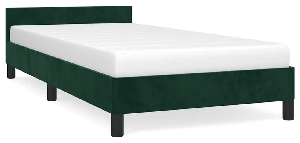 347552 vidaXL Рамка за легло без матрак, тъмнозелена, 90x200 см, кадифе