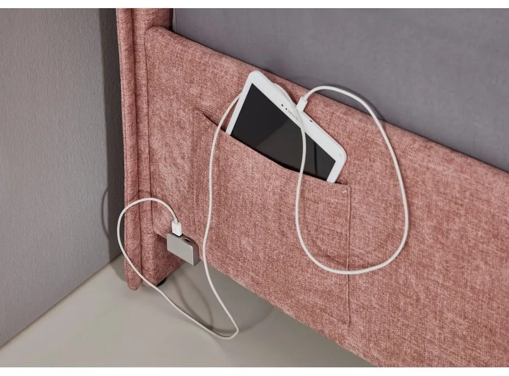 Розово тапицирано детско легло 140x200 cm без ламелно дъно Fun – Meise Möbel