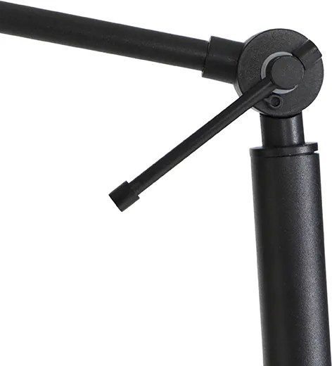 Регулируема черна подова лампа с кафяв и бежов раиран абажур 50 см - Editor