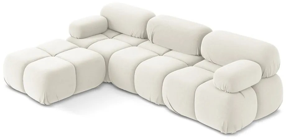 Бял кадифен модулен ъглов диван Lokua – Makamii