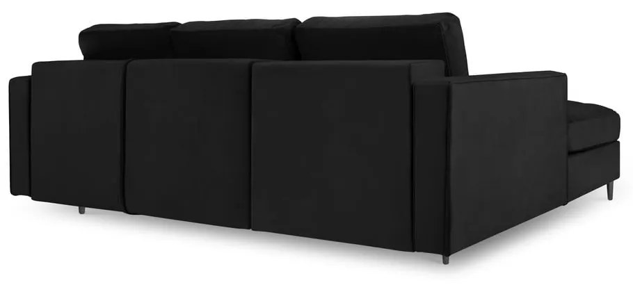 Ъглов разтегателен диван от черно кадифе , ляв ъгъл Santo - Milo Casa