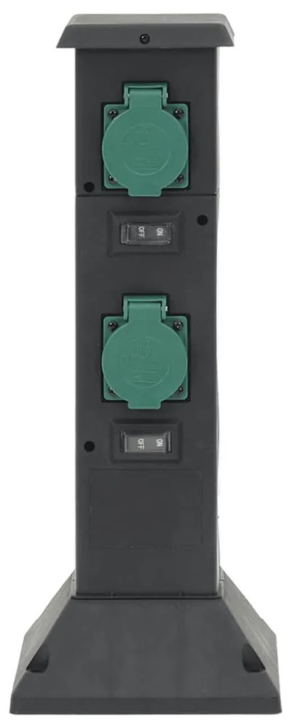 4010098 vidaXL Външен разклонител колонен 4-посочен черно-зелено 16x16x39,5 см