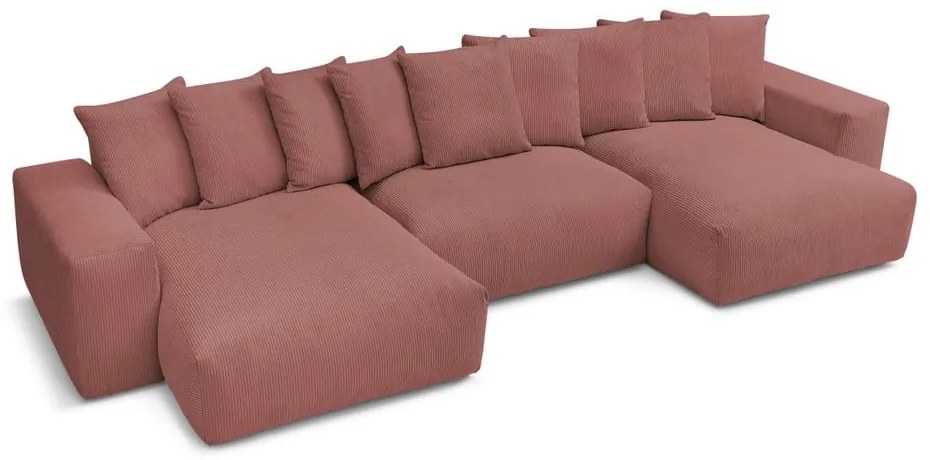 Светлорозов ъглов диван от рипсено кадифе Voltaire – Bobochic Paris