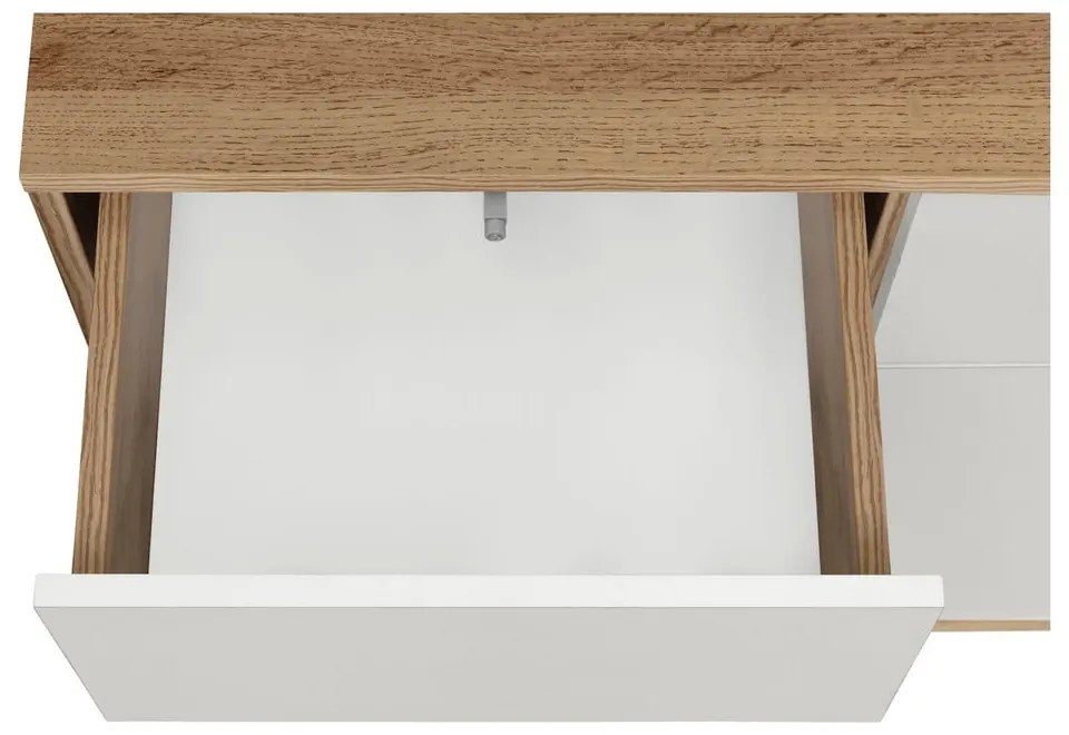 Бяло-естествена витрина от декор от дъб 84x165 cm Skandi – Støraa