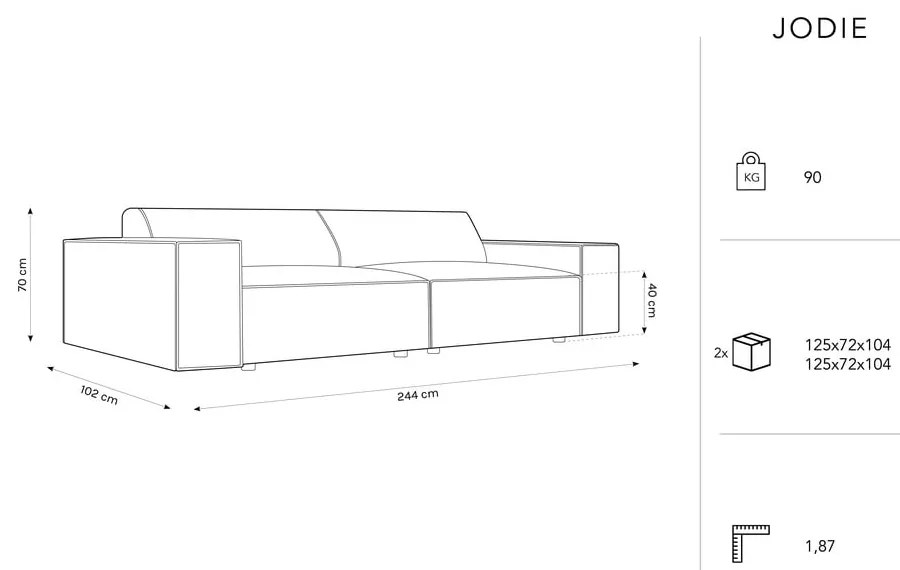 Бежов диван 244 cm Jodie - Micadoni Home