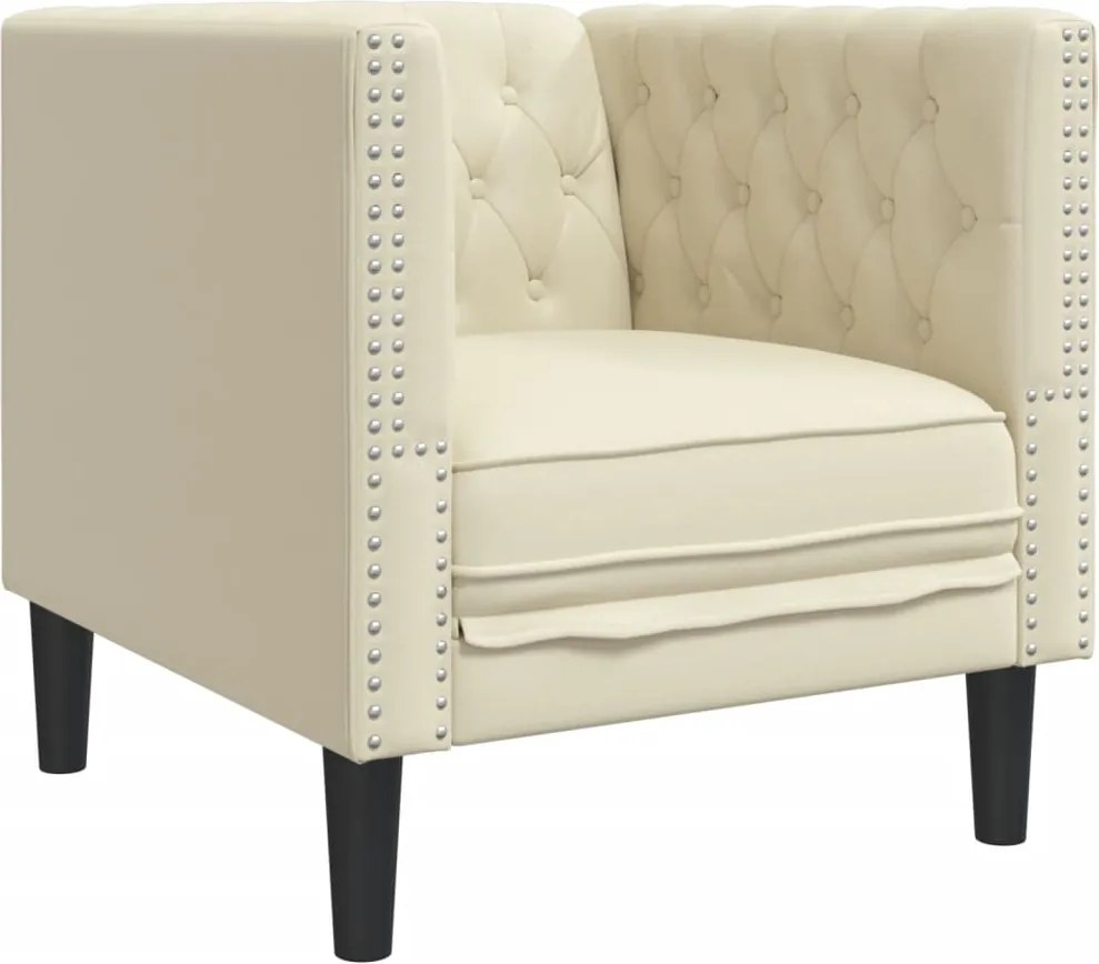 372653 vidaXL Честърфийлд диван стол Крем kunstnahast