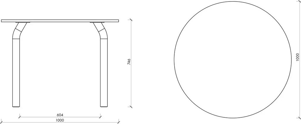 Кръгла трапезна маса с дъбов плот ø 100 cm Meko – noo.ma
