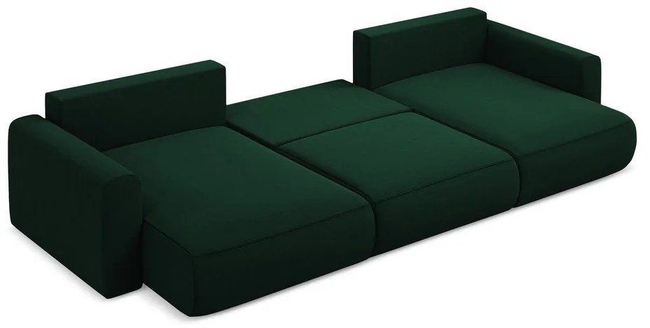 Зелен кадифен разтегателен ъглов диван с място за съхранение (U форма) Kapua – Makamii