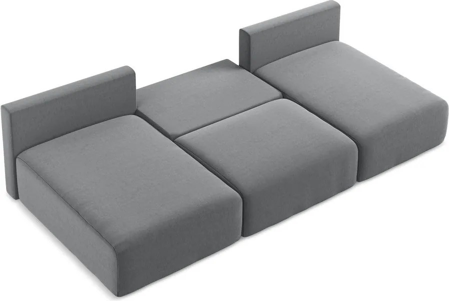 Сив кадифен сгъваем/с място за съхранение ъглов диван (U форма) Kalena – Makamii