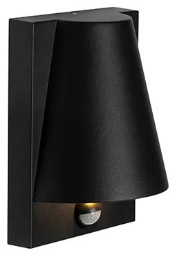 Външна стенна лампа черна IP44 с датчик за движение - Femke