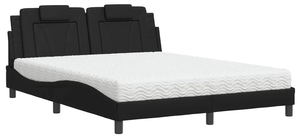 3208803 vidaXL Легло Viana без матрак, черно, 160x200 см, изкуствена кожа