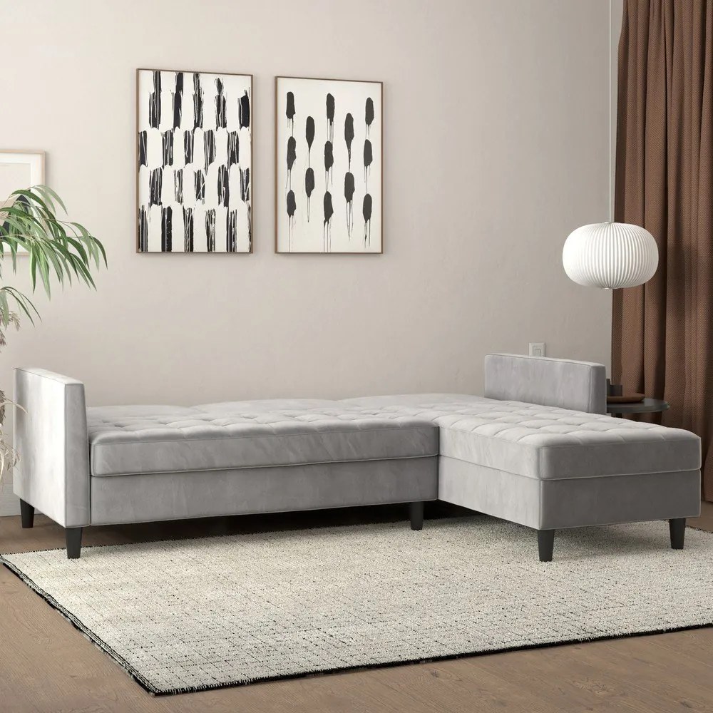 Светлосив кадифен ъглов диван Presley – Støraa