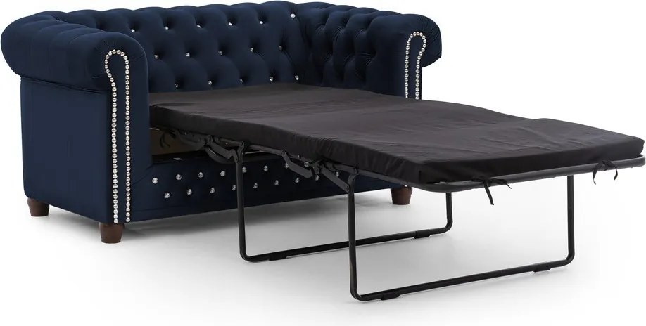 Син кадифен разтегателен диван 148 cm York Blik – Ropez