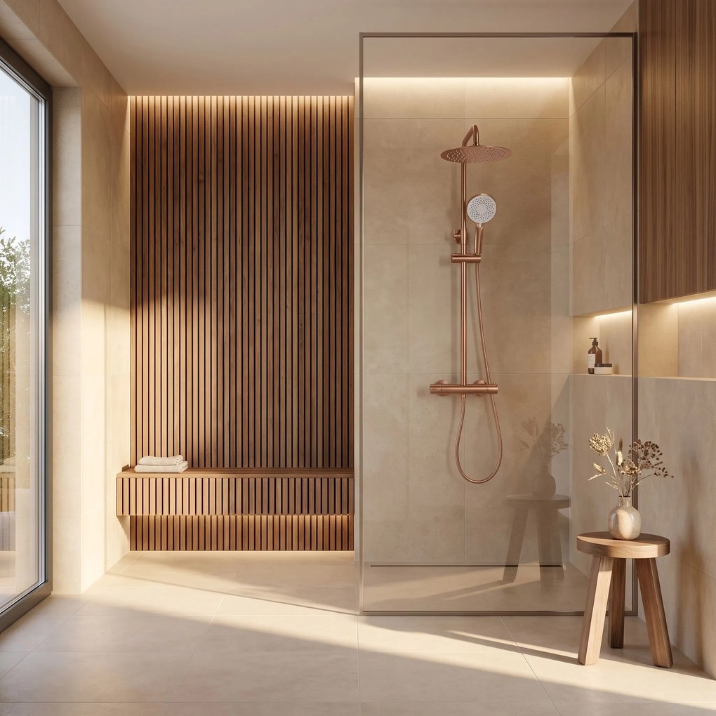Душ система с Термостат Rea Drop Brush Copper