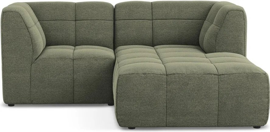 Зелен ъглов диван от прежда с примки от букле (десен ъгъл) Aloha – Makamii