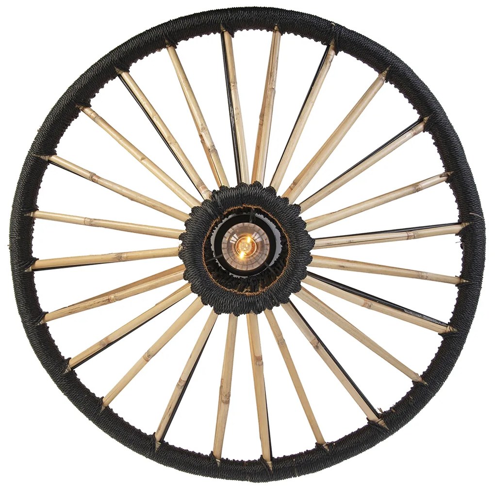 Ориенталски таванен аплик бамбук с черно 60 см - Evalin