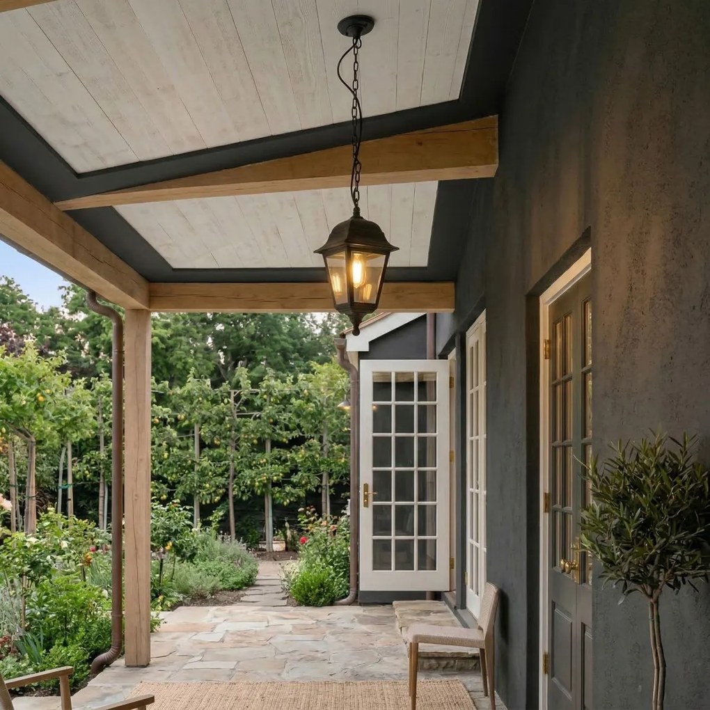 Класически външен висящ аплик черен IP44 - Capital