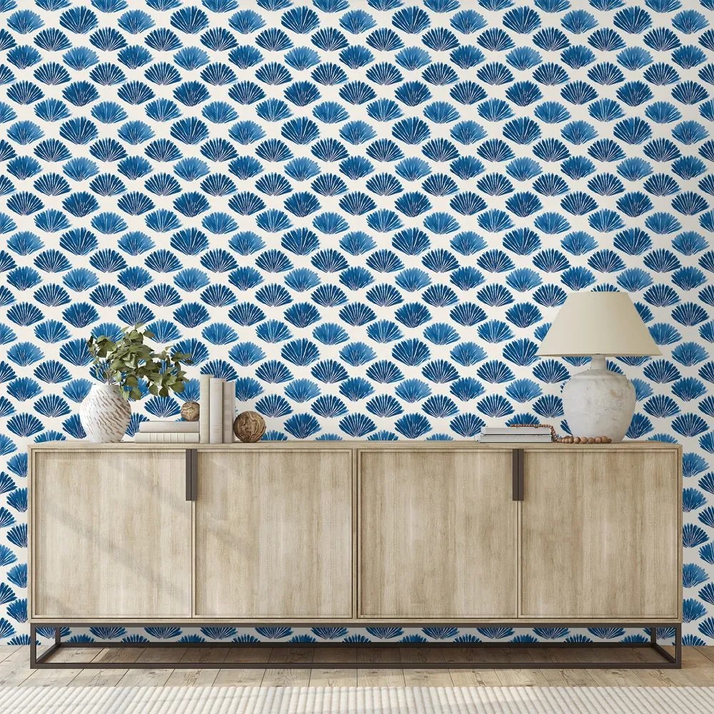 Самозалепващ тапет – Сини миди на бял фон