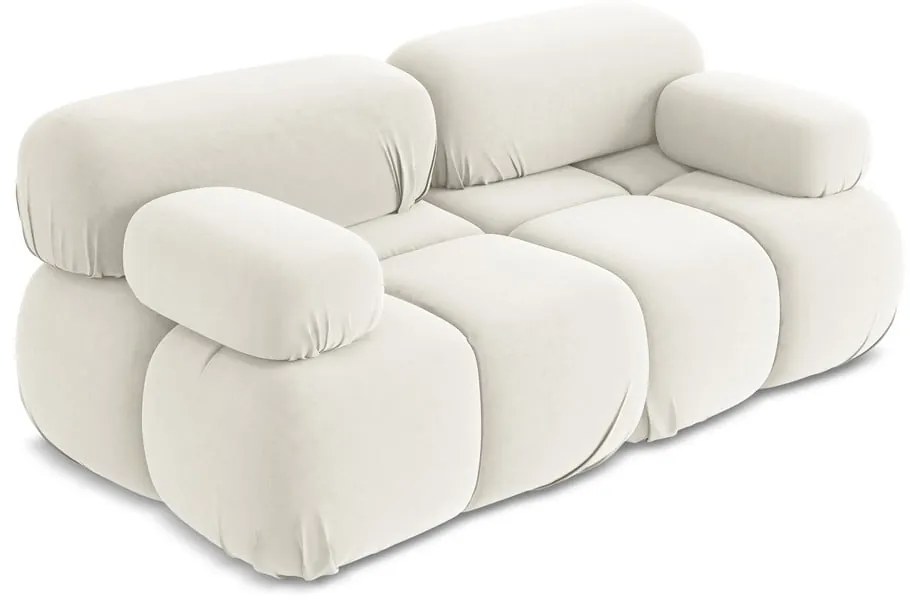 Бял кадифен модулен диван 190 cm Lokua – Makamii