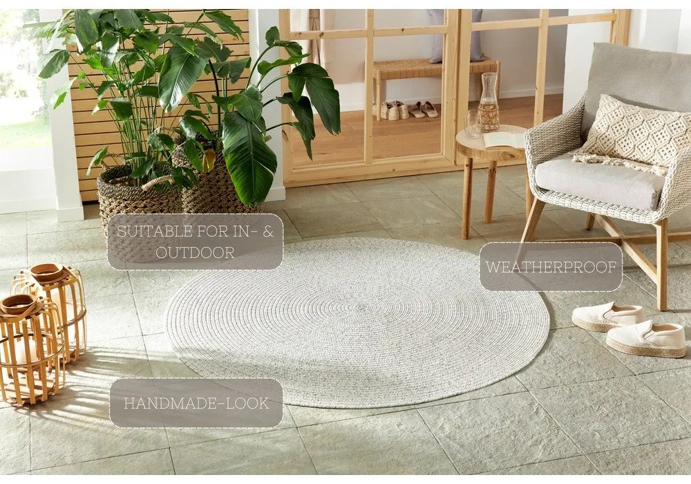 Бял/бежов кръгъл външен килим ø 200 cm - NORTHRUGS