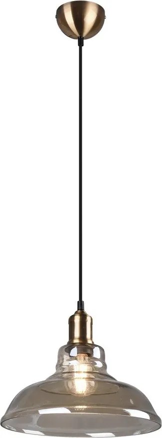 Метално висящо осветително тяло в месингов цвят със стъклен абажур ø 28 cm Aldo – Reality