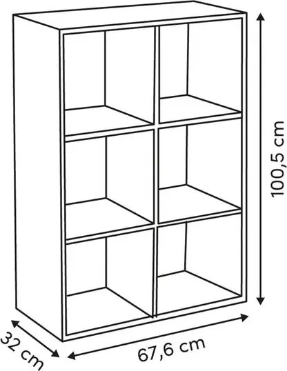 Рафт 5five Mix'n Modul, 6 отделения, MDF, 68x32x101 cm - Бял