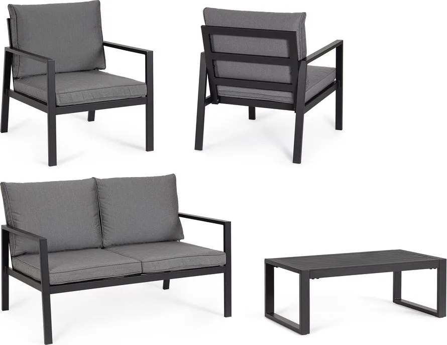 Антрацитен алуминиев градински комплект за отдих за 4 Hilde – Bizzotto