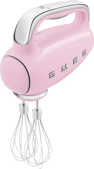Ръчен миксер SMEG 50's Style HMF01PKEU, 250W, 9 скорости, Турбо, Скрит LED дисплей, Таймер, Аксесоари, Розов