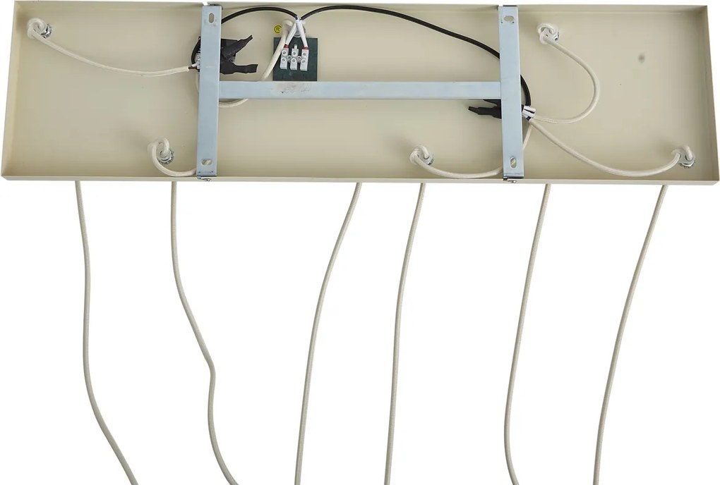 Скандинавска висяща лампа бежова с бяло стъкло 6 светлини - Wisp