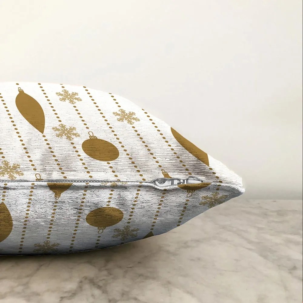 Коледна калъфка за възглавница от шенил Коледни орнаменти, 55 x 55 cm - Minimalist Cushion Covers