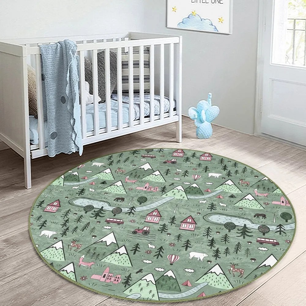 Зелен детски килим ø 100 cm Comfort - Mila Home