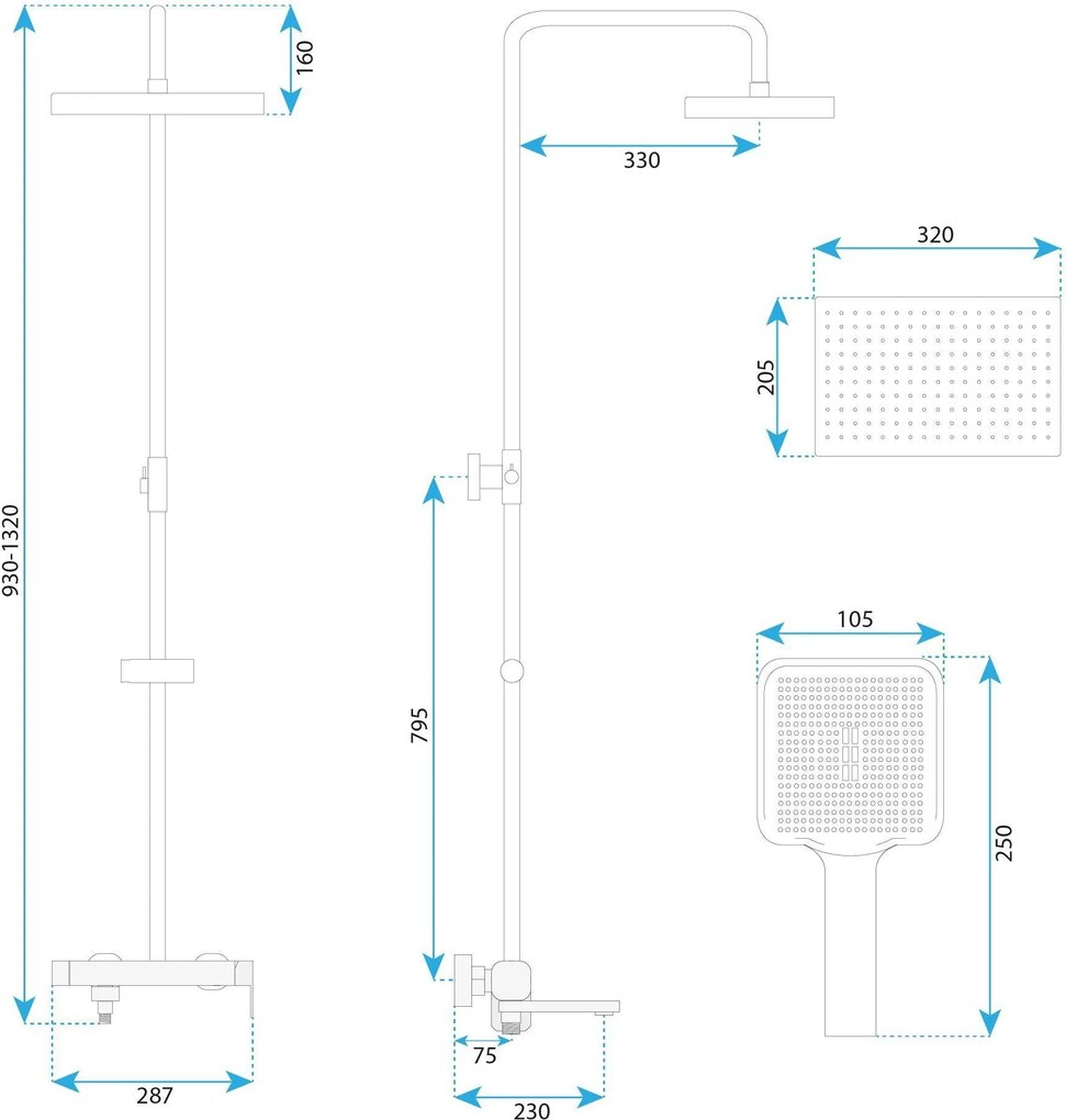 Комплект за душ Rea Arlo Black